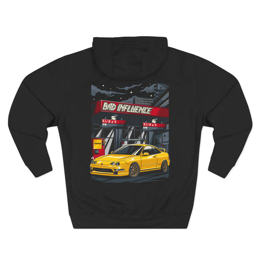 Bad Influence Lifestyle Acura Integra Type R Hoodie | Phoenix Yellow USDM Spec Streetwear Hoodie 