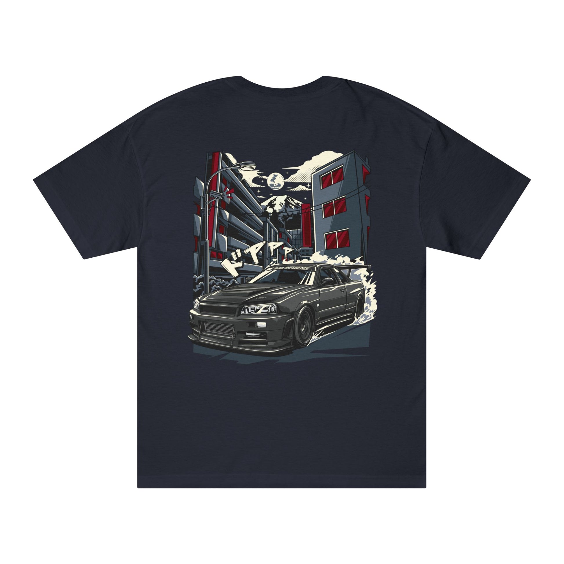 Bad Influence Lifestyle Nissan R34 GTR Skyline T-Shirt | JDM Legend Godzilla Car Tee 