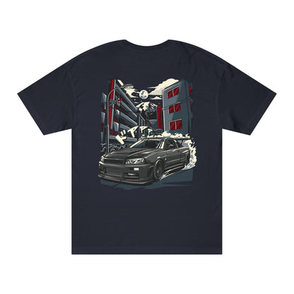 Bad Influence Lifestyle Nissan R34 GTR Skyline T-Shirt | JDM Legend Godzilla Car Tee 